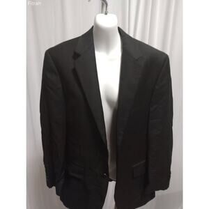 Alfani Men Long Sleeve Overcoat Collared Black Wool Blend Button Up